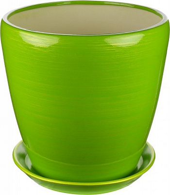Горщик керамічний Оріана-Запоріжкераміка Грація №1 глянець салатово-золотий круглий 10л салатовий (056-1-068)