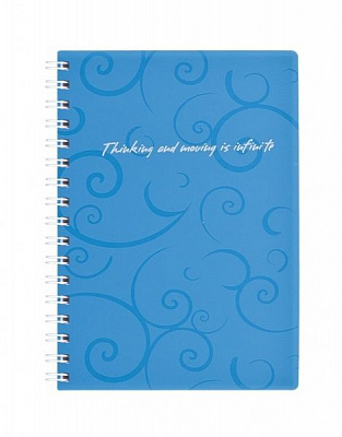 Книга для нотаток на пружині Barocco А6 80 аркушів клітинка блакитний, пластикова обкладинка BM.2589-614 Buromax