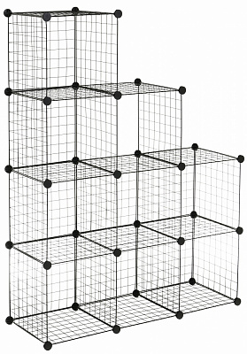 Стелаж дротяний куб metal сubes storage 9 полиць 1105х1105х370 мм чорний