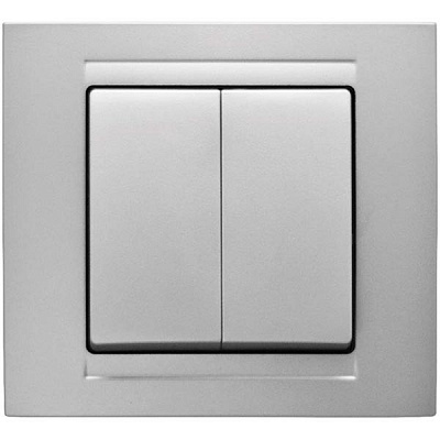 Выключатель двухклавишный Gunsan Moderna без подсветки 16 А 250В IP20 серебряный MD 29 15 103