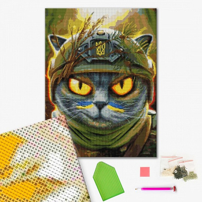 Алмазна мозаїка Котик розвідник ©Маріанна Пащук 40х50 см Brushme