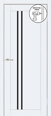 Дверное полотно ОМиС Lego 05 BG (с фрезерованием п/з 96/85) ПО черное стекло 800 мм белый гладкий