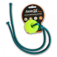 Іграшка для собак AnimAll Куля з канатом 4 см жовта 88171