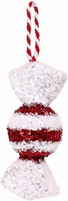 Декорація новорічна Китай Цукерка в смужку YE2936 19 см білий із червоним