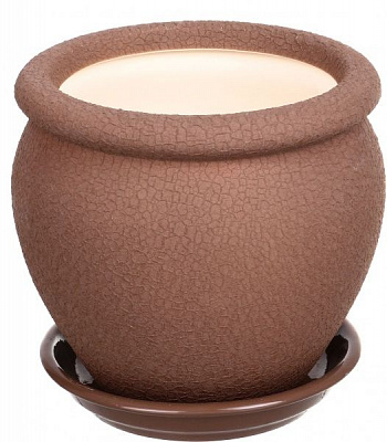 Горшок Ориана-Запорожкерамика Вьетнам №4 шелк круглый 1,5л молочный шоколад (011-4-136) 