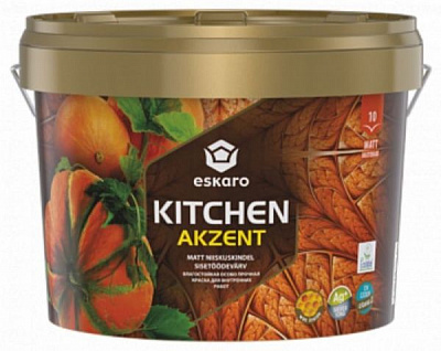 Фарба акрилова Eskaro Akzent Kitchen шовковистий мат білий 9л