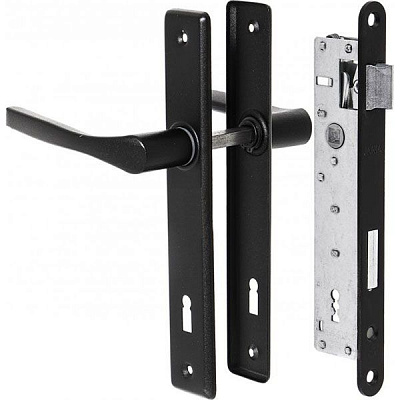 Замок врізний вузькопрофільний з ручками Jania 90/22 ЗВ990 90 мм чорний