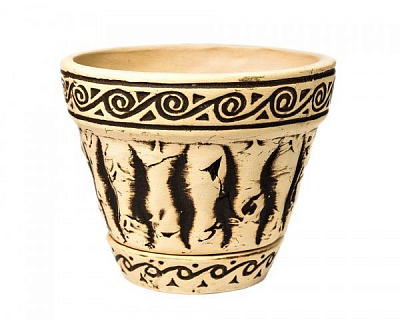 Горшок керамический Текила №3 круглый 0,7 л бежевый/коричневый 