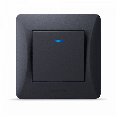 Выключатель одноклавишный Videx Binera с подсветкой черный графит VF-BNSW1L-BG