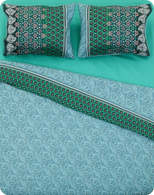 Комплект постільної білизни Laglio V.1 2 зелений із малюнком Grandfoulard