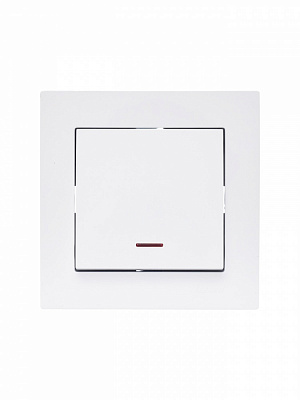 Вимикач одноклавішний Lezard Vesna з підсвіткою білий 742-0288-111