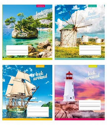 Комплект зошитів 36 аркушів у клітинку Подорожі Поліграфіст