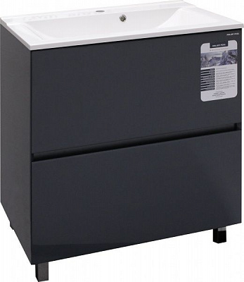 Тумба підлогова Koller Pool підлогова Neon Cube 800 антрацит з умивальником GLR 80