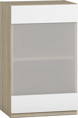 Шкаф верхний с витриной МС Джетта 45х72х31,7 см, белый бриллиант/дуб сонома Грейд