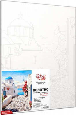 Холст на картоне с контуром о.Санторини 30x40 см Rosa Start