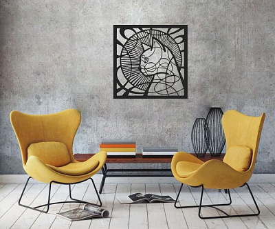 Панно STEEL CHARACTER КОШКА МОДЕРН 50x50 см черный 