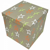 Коробка подарункова сіра зірки 18.5х18.5 см 4110222106