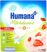 Кисломолочный продукт Humana с клубникой и натуральными пребиотиками 4x100 г (4031244701152) 