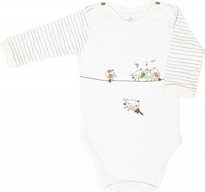 Боді Baby Veres Funy sparrows strip р.68 молочний із малюнком
