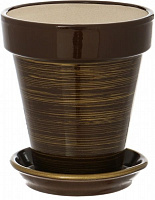 Горщик керамічний Оріана-Запоріжкераміка Наперсток глянець круглий 0,6л шоколадно-золотий (065-0-008) 