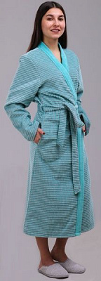 Халат велюровий Cawo Checked р. 44 ментоловий