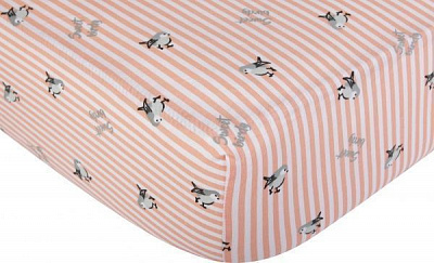 Простирадло на резинці трикотажне Пташки на стрічці 90x200 см рожевий із принтом Homeline
