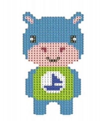 Набор для творчества со стразами (наклейка) Бегемотик 9x15 см Діамантові ручки 