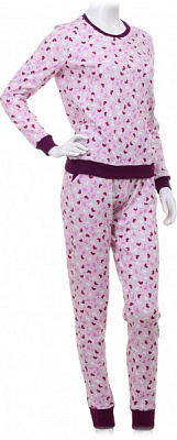 Костюм домашній жіночий Flis clothes Серденько р. M рожевий із принтом