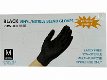 Перчатки медицинские Care 365 виниловые черные р.M 100 шт./уп.