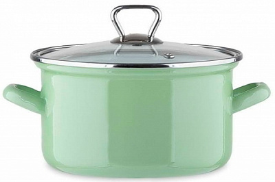 Каструля з кришкою емальована зелена 5,6 л CE24G Biol