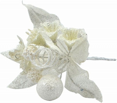 Композиция новогодняя цветочная белая 15 см 