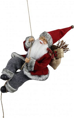Декоративная фигура Дед Мороз лесной на веревке 30 см 