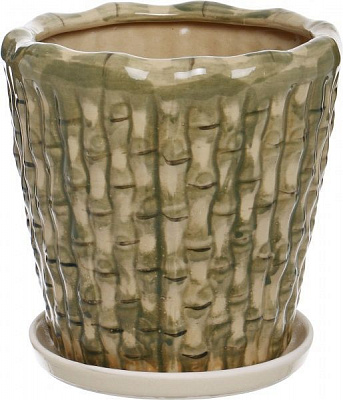 Горщик керамічний з піддоном круглий 15л зелений (1994ст4)