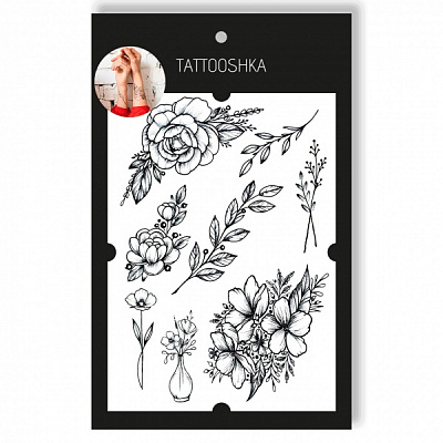 Тату временное TATOOSHKA Дикая роза с веточками
