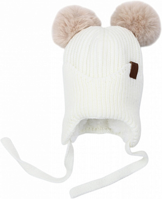 Шапка HW дитяча з мотузочками р.46-48 молочний