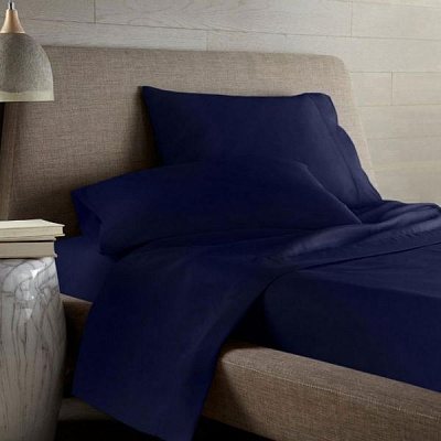 Простирадло сатин гладкофарбований 220x240 см синій La Nuit