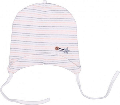 Шапочка детская для мальчика Kraft 211-Т р.44-46 светло-серый/белый/оранжевый 