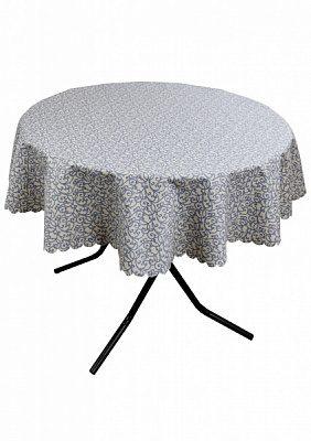 Скатертина водонепроникна Simfoni Синій вензель d136 136x136 см Прованс