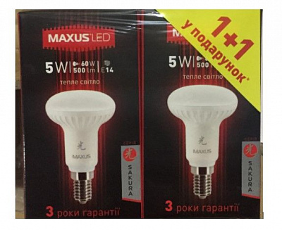Лампа світлодіодна Maxus Sakura 2-LED-653 2 шт./уп. 5 Вт R50 матова E14 220 В 3000 К