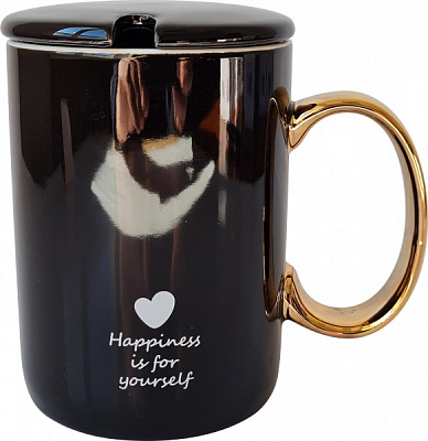 Чашка з кришкою Good Time Black 400 мл A0520-JZ20F07 Astera