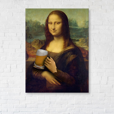 Постер Mona Lisa with beer 90x120 см Brushme 