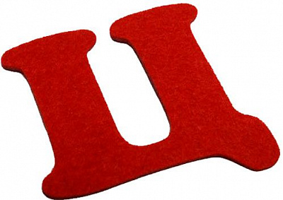 Буква Ц з фетру червоний 2 мм, 10 см