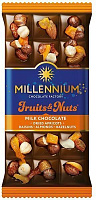 Шоколад Millennium Fruits&Nuts молочный с миндалем цельным лесным орехом курагой и изюмом 80 г