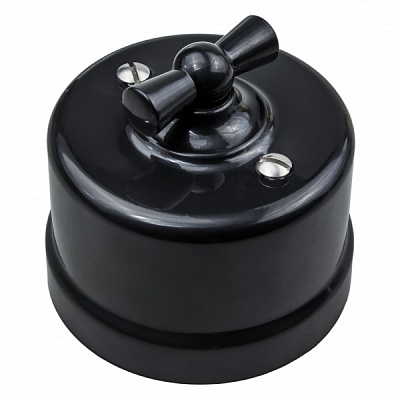 Вимикач тумблер одноклавішний Bironi без підсвітки 10 А 220В чорний В1-120-12