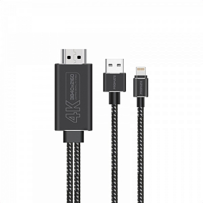 Кабель Promate MediaLink-LT Lightning to HDMI/USB-A 1.8 м 1,8 м чорний (medialink-lt.black)