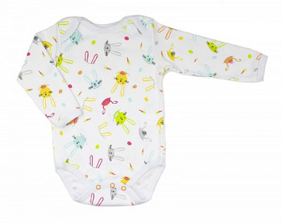 Боди для девочки Маленькие люди Кролики р.74 белый с рисунком 