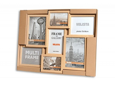 Мультирамка Веліста на 7 фото 15w-3206-11v 10x15/13х18/15x21 см дерево світле