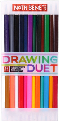 Олівці кольорові двосторонні 12 шт/24 кольори Nota Bene