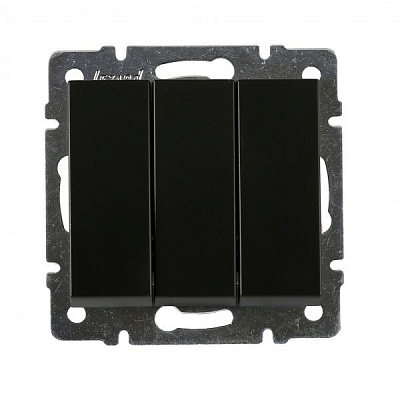 Выключатель трехклавишный Lezard Rain без подсветки 10 А 250В антрацит 703-4288-109