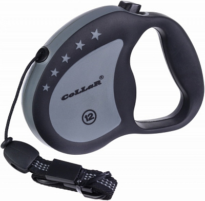 Поводок-рулетка Collar Control до 12 кг 5 м серый с черным 81131